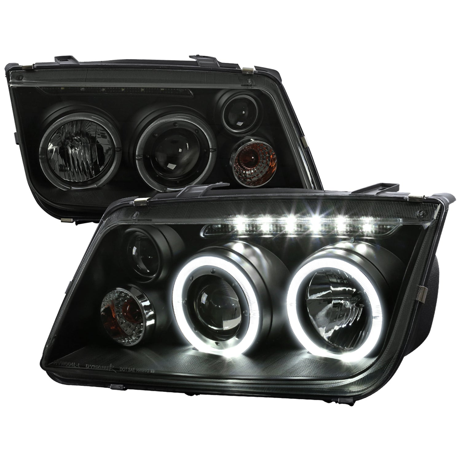1999-2005 VW Jetta/Bora Mk4 Dual Halo Projector Headlights LED Light Smoke