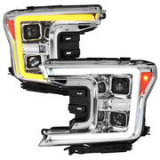 2018-2020 Ford F-150 LED CBar Projector Headlights Signal Lights Chrome Clear