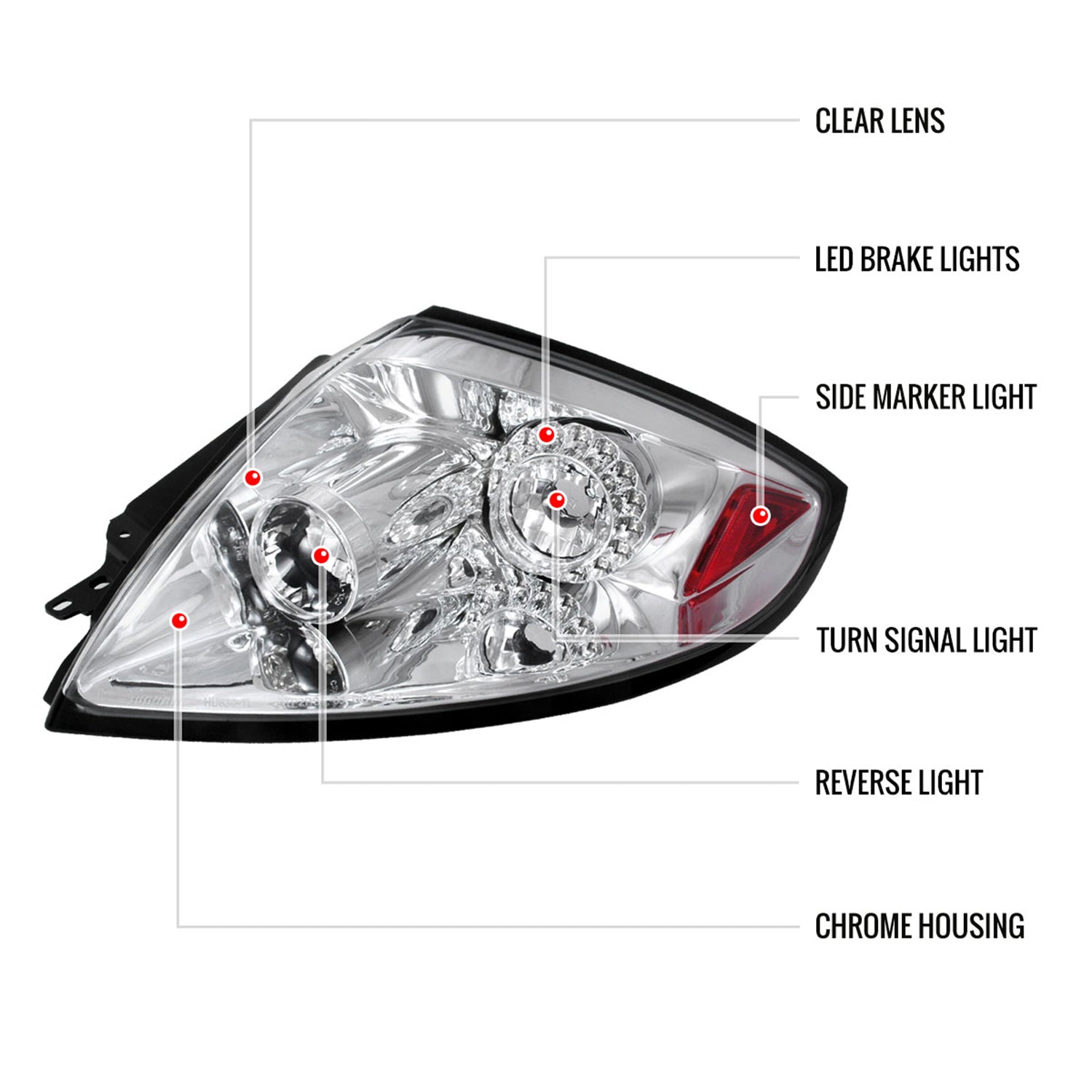 2006-2011 Mitsubishi Eclipse LED Tail Lights Chrome Housing/Clear Lens