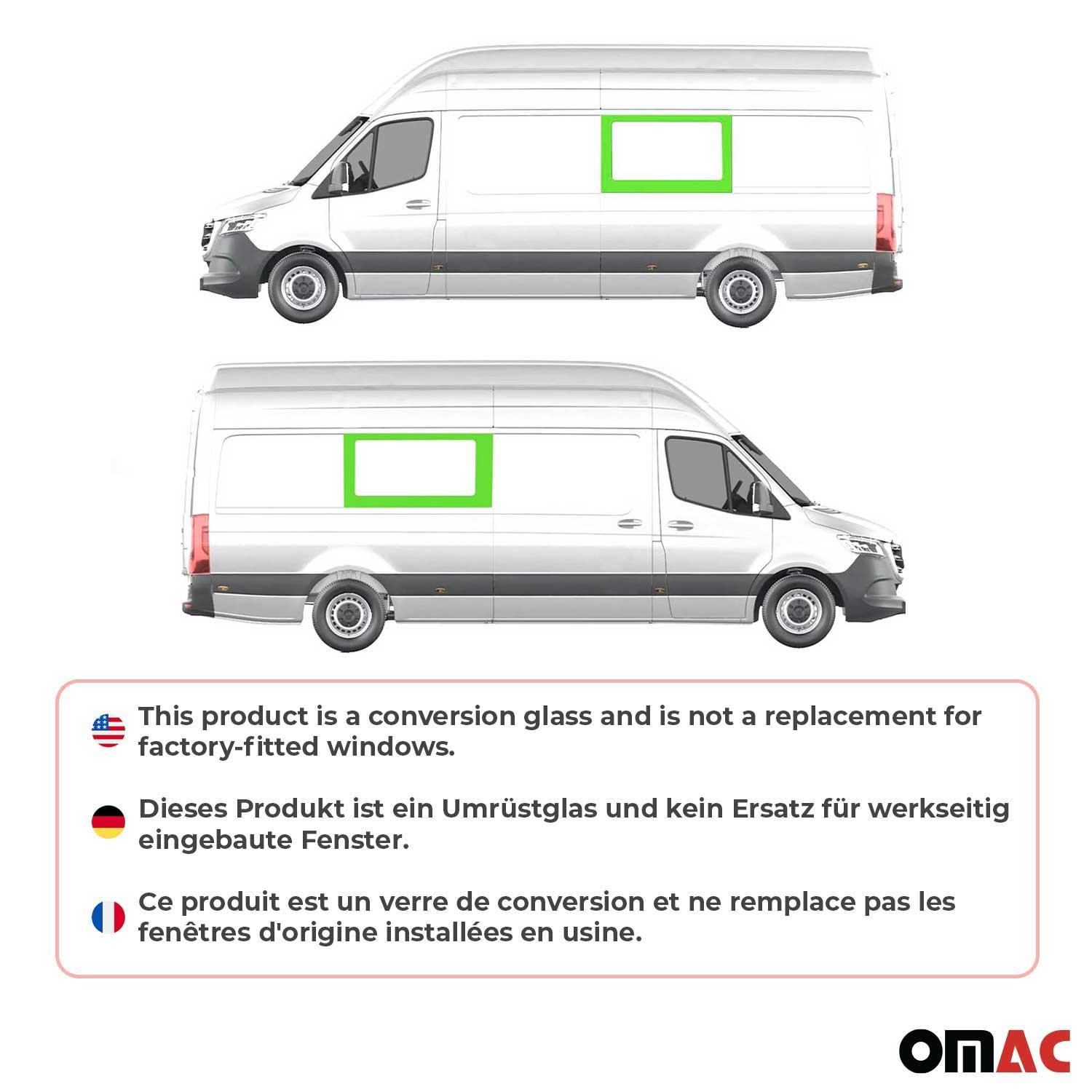 2006-2018 Mercedes Sprinter W906 Window Glass Mid Right & Left Side Set L3 L4
