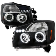 2004-2015 Nissan Titan/ 04-2007 Armada Dual Halo Projector Headlights Matt Black