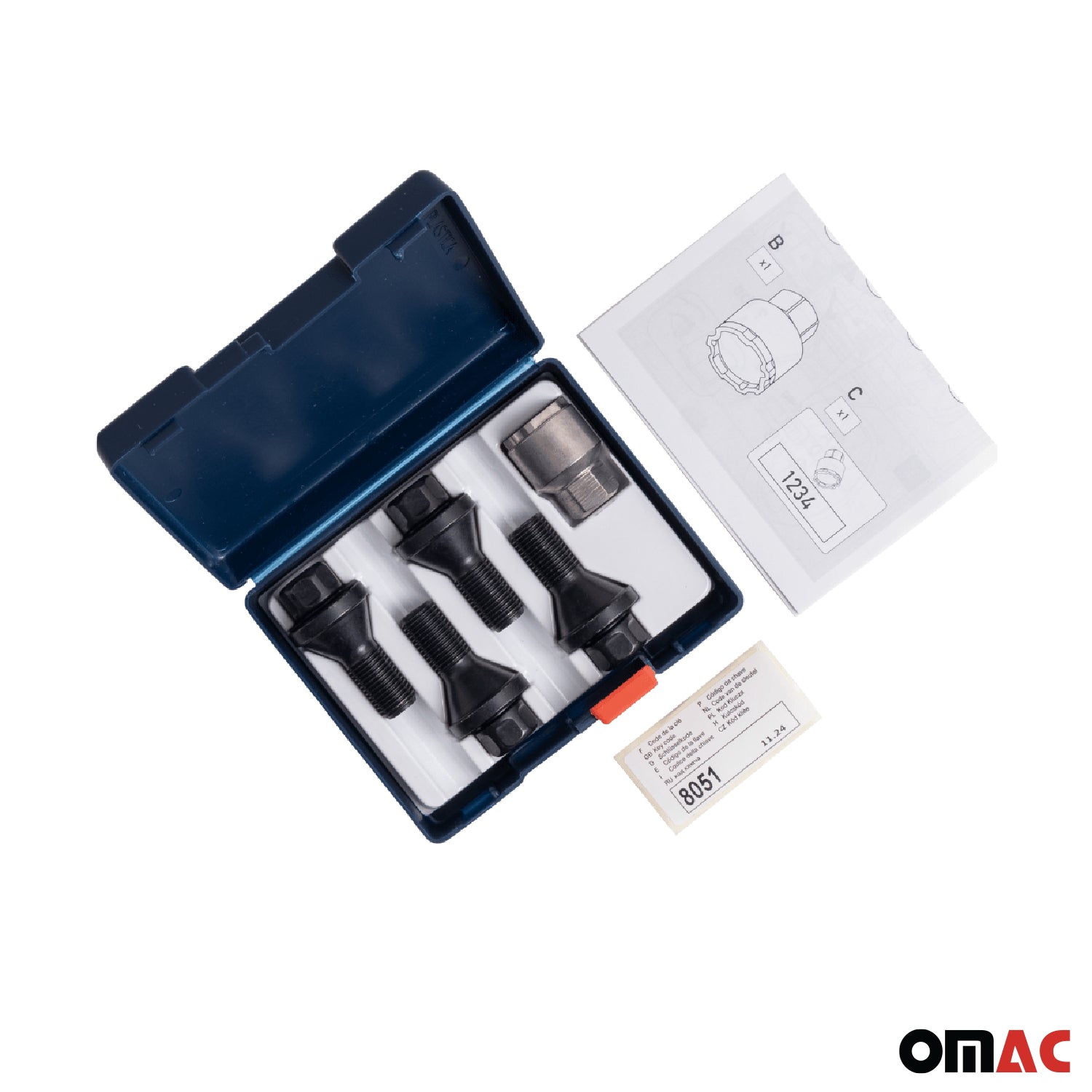 Wheel Lock Kit for Jeep Compass M12X1.25 Bolt Chromed Black 4Locks & 1Key