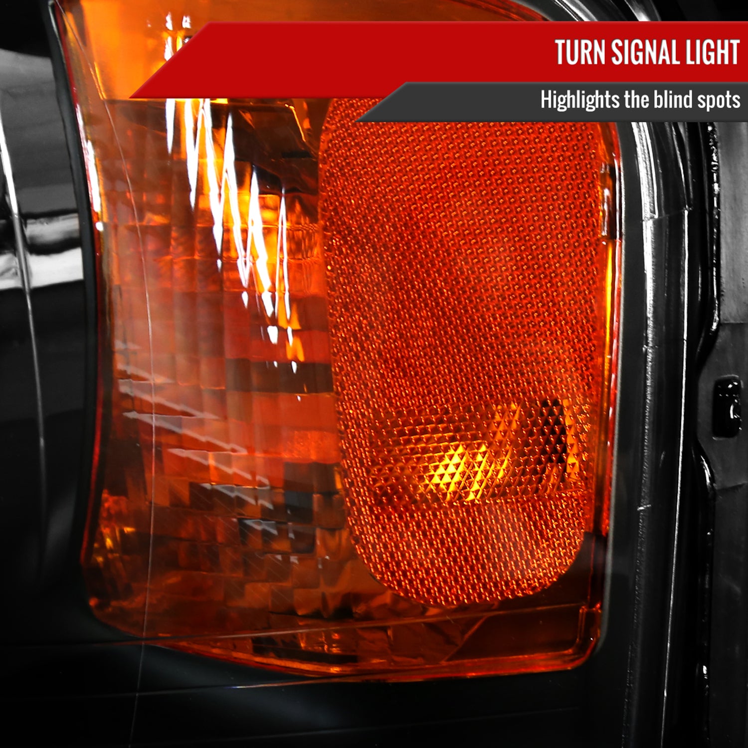 2003-2006 Ford Expedition Factory Headlights Amber Reflector Matt Black/Clear