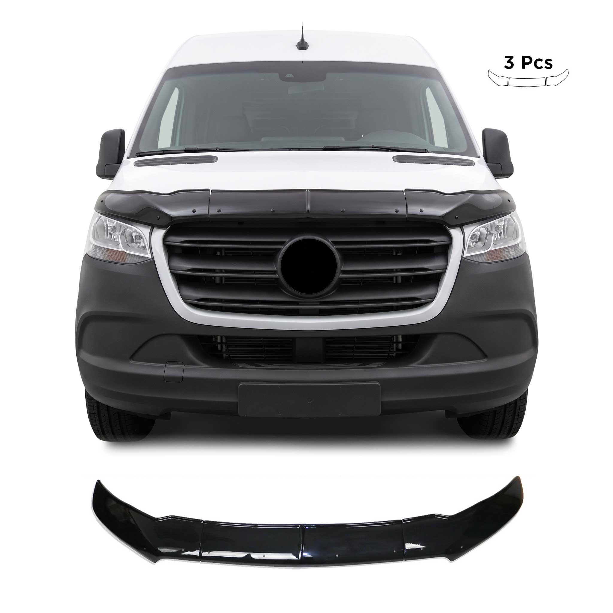 2019-2026 Mercedes Sprinter W907 910 Front Bug Shield Hood Deflector 3Pcs