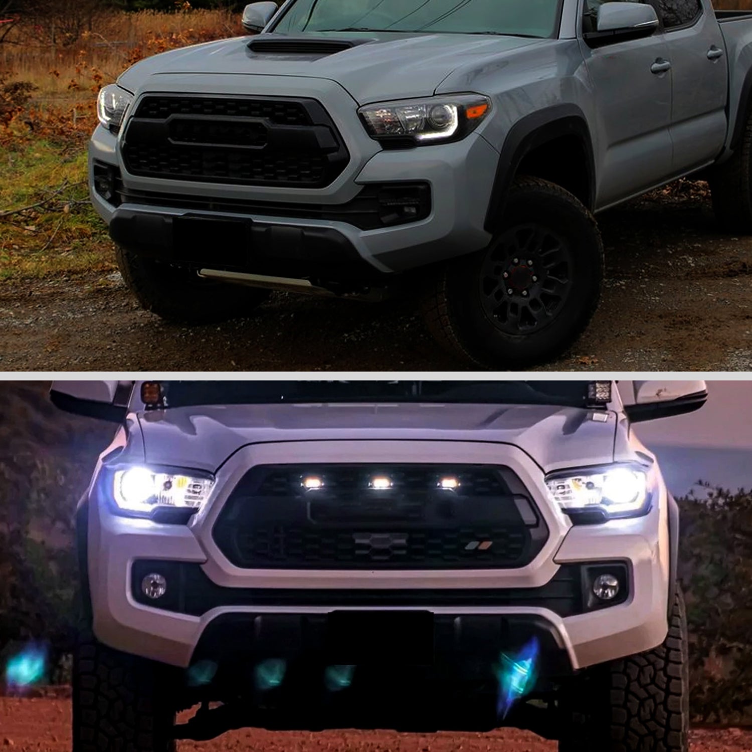 2016-2023 Toyota Tacoma LED Bar Projector Headlight Matte Black/Clear Lens
