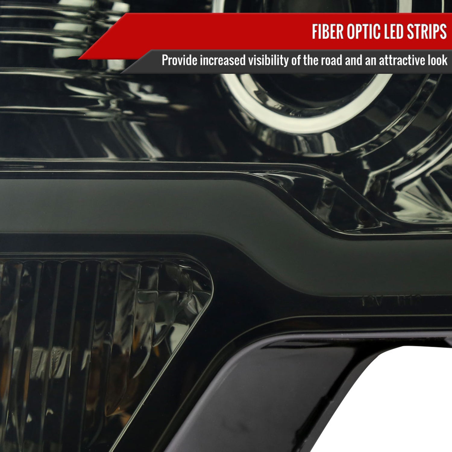 2009-2014 Ford F-150 LED Strip Projector Headlights Chrome/Smoke Lens