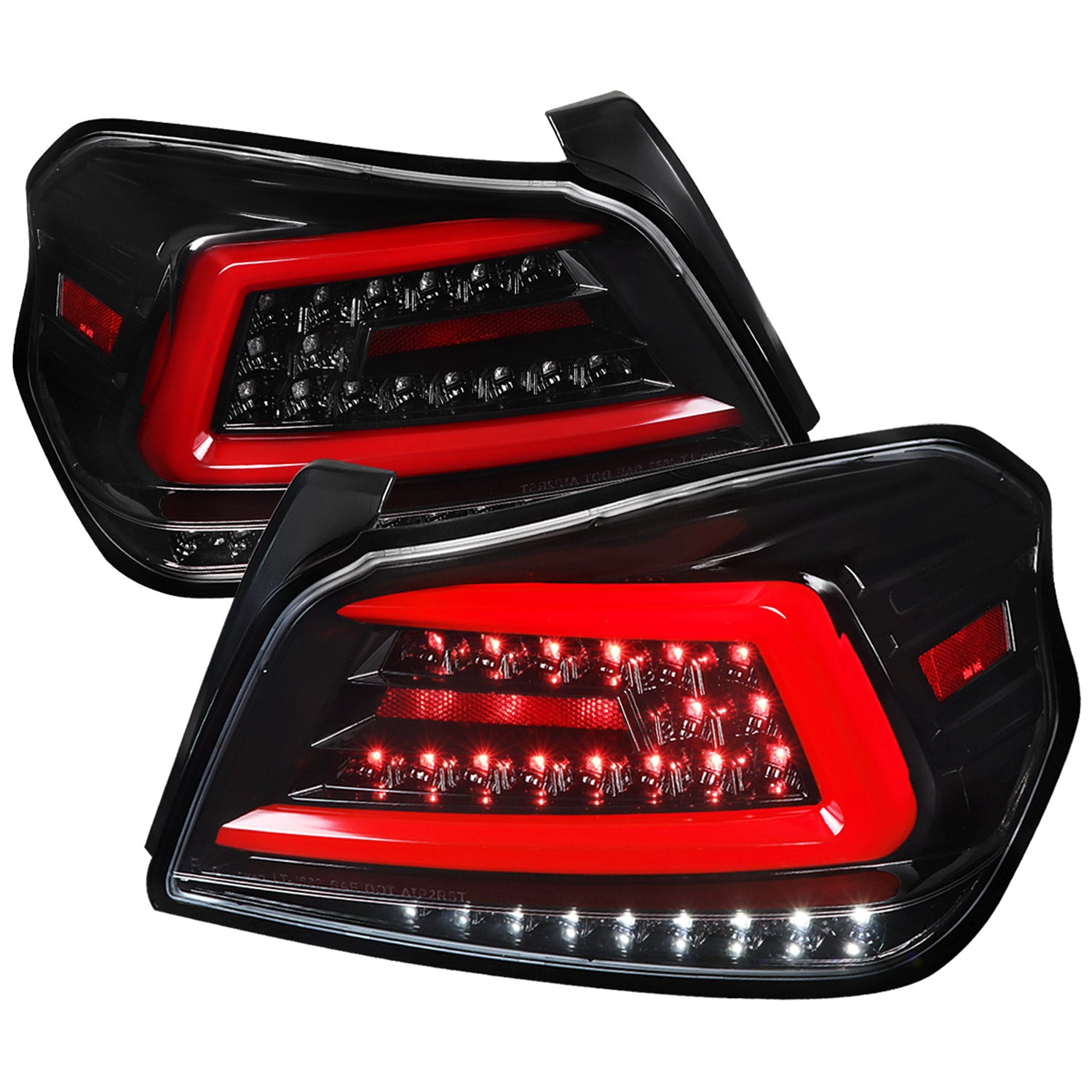 2015-2021 Subaru WRX Sequential Red Bar LED Tail Lights Jet Black/Clear Lens