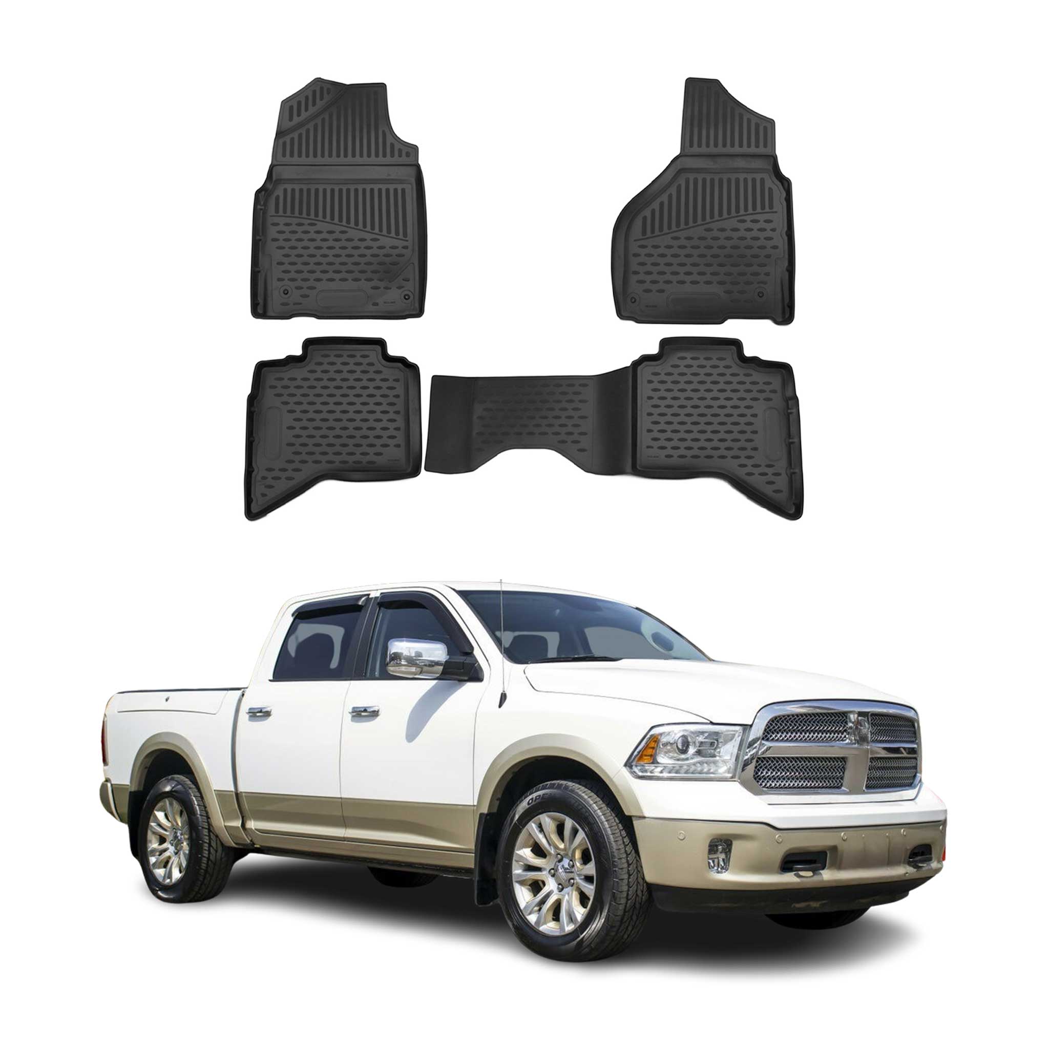 2012-2018 Dodge Ram Quad Cab Floor Mats Liners Full Set All Weather Black