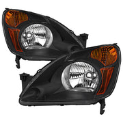 2002-2004 Honda CR-V Factory Headlights w/Amber Reflector Matt Black/Clear