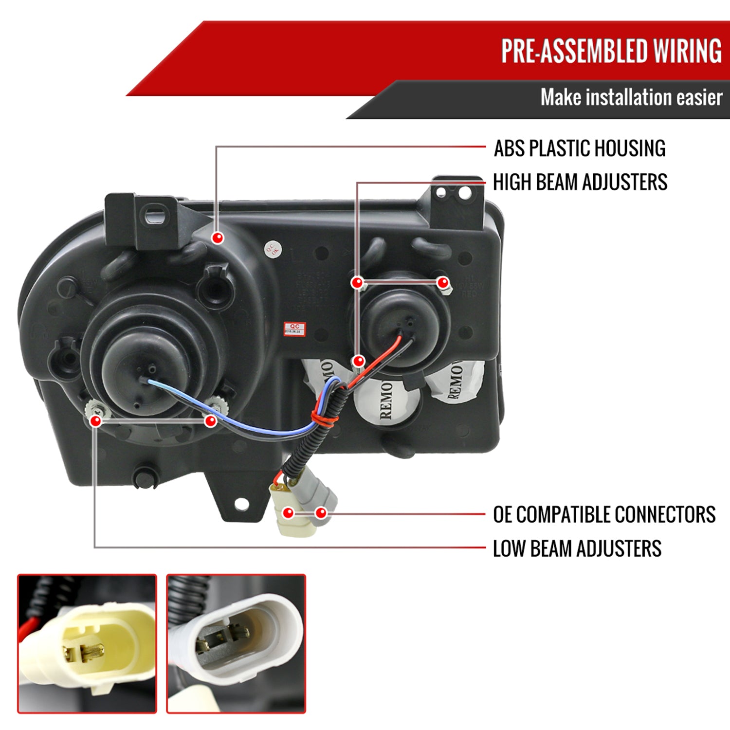 2005-2010 Chrysler 300 Base/LX/Touring Projector Headlights Glossy Black/Smoke