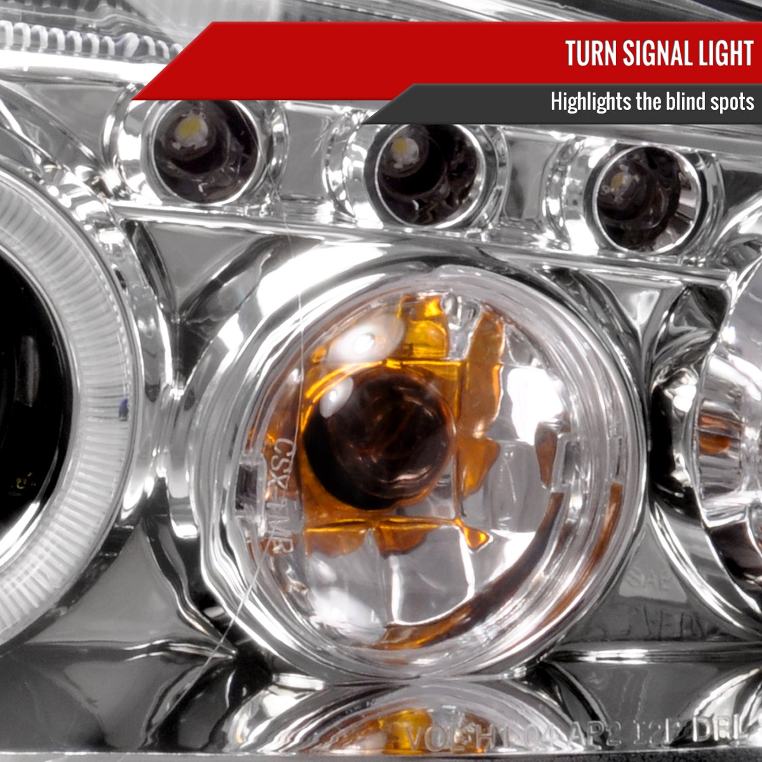 2004-2007 Chevy Malibu Dual Halo Projector Headlights Chrome/Clear Lens