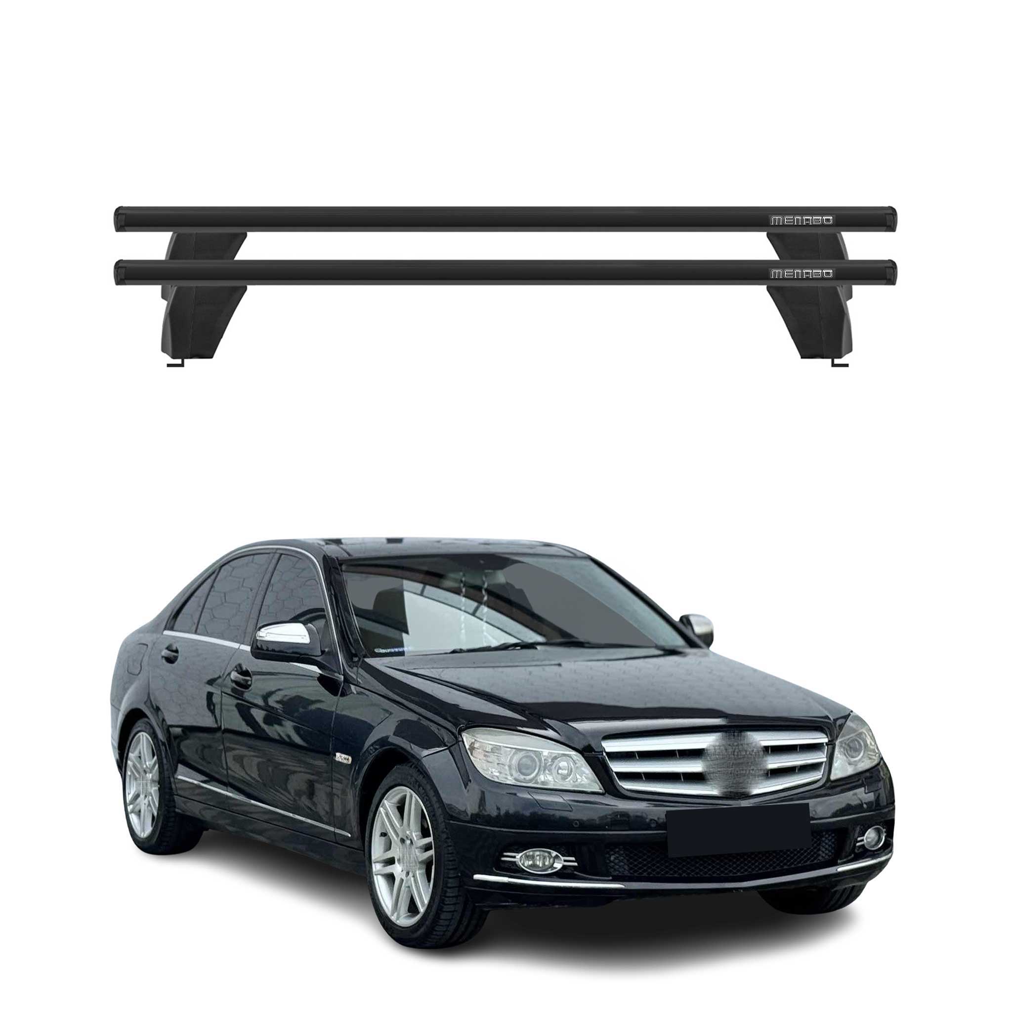 2010-2014 Mercedes C Class W204 Sedan Roof Rack Cross Bars Black