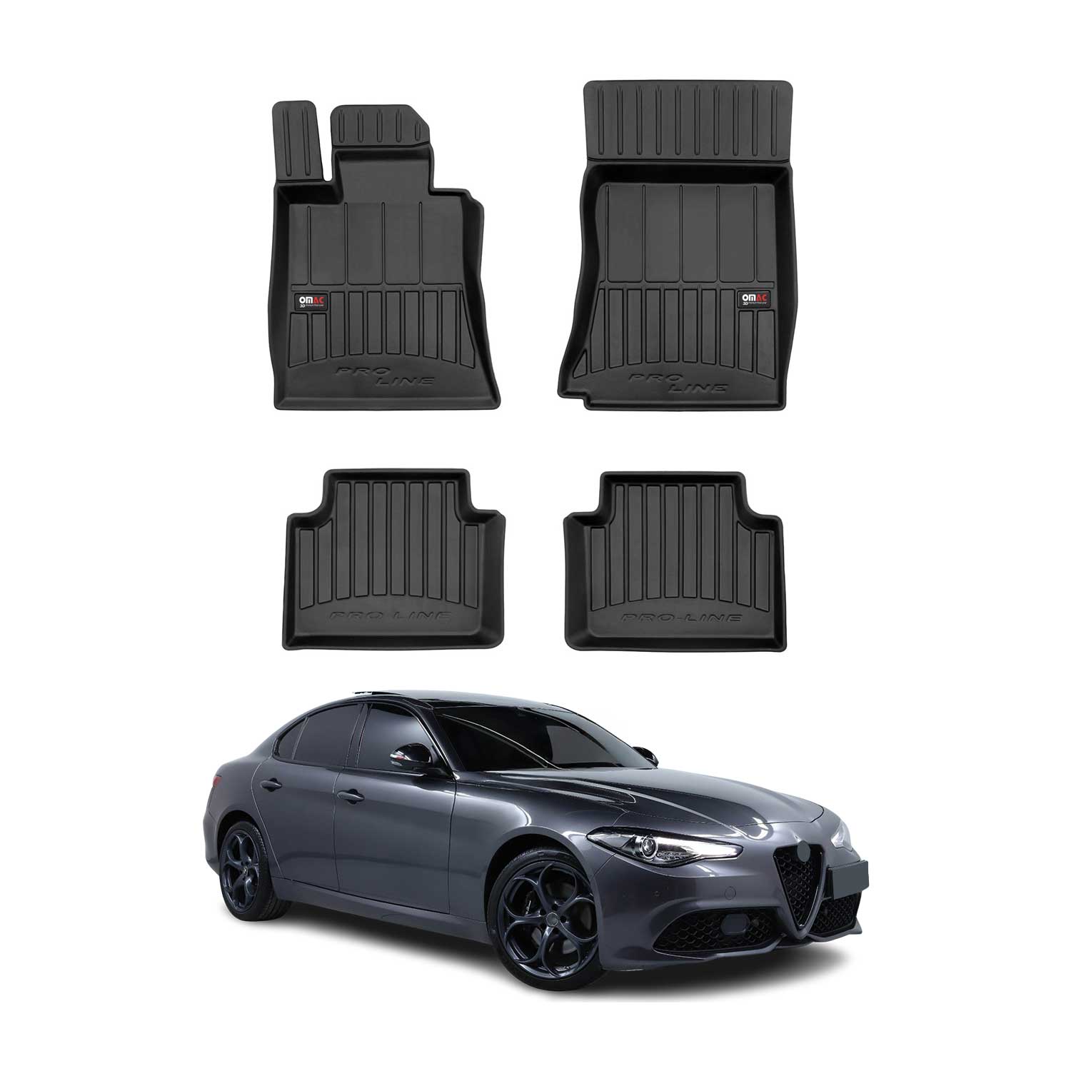 2017-2025 Alfa Romeo Giulia RWD Premium Floor Mats Liners Full Set All Weather Heavy Duty Black