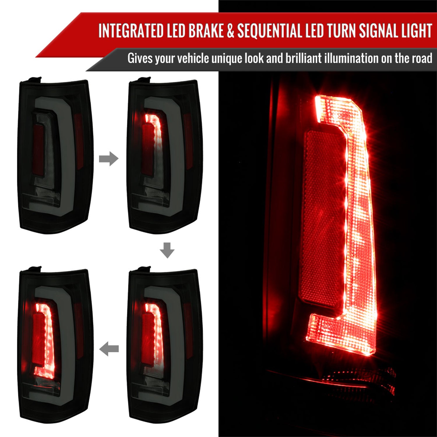 2007-2014 Chevy Tahoe/Suburban/Yukon/Denali LED Signal Tail Lights Matt Black