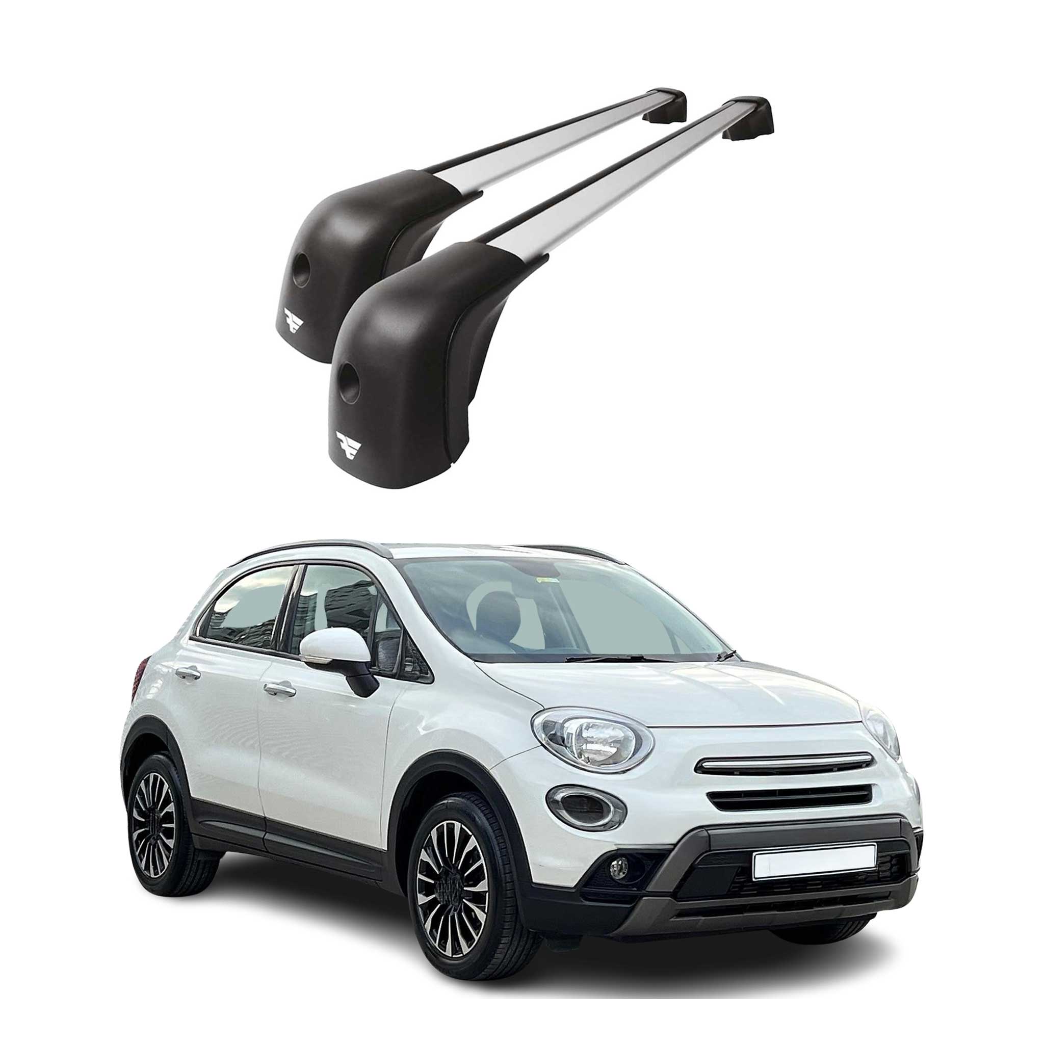 2016-2023 Fiat 500X Roof Racks Cross Bars Silver