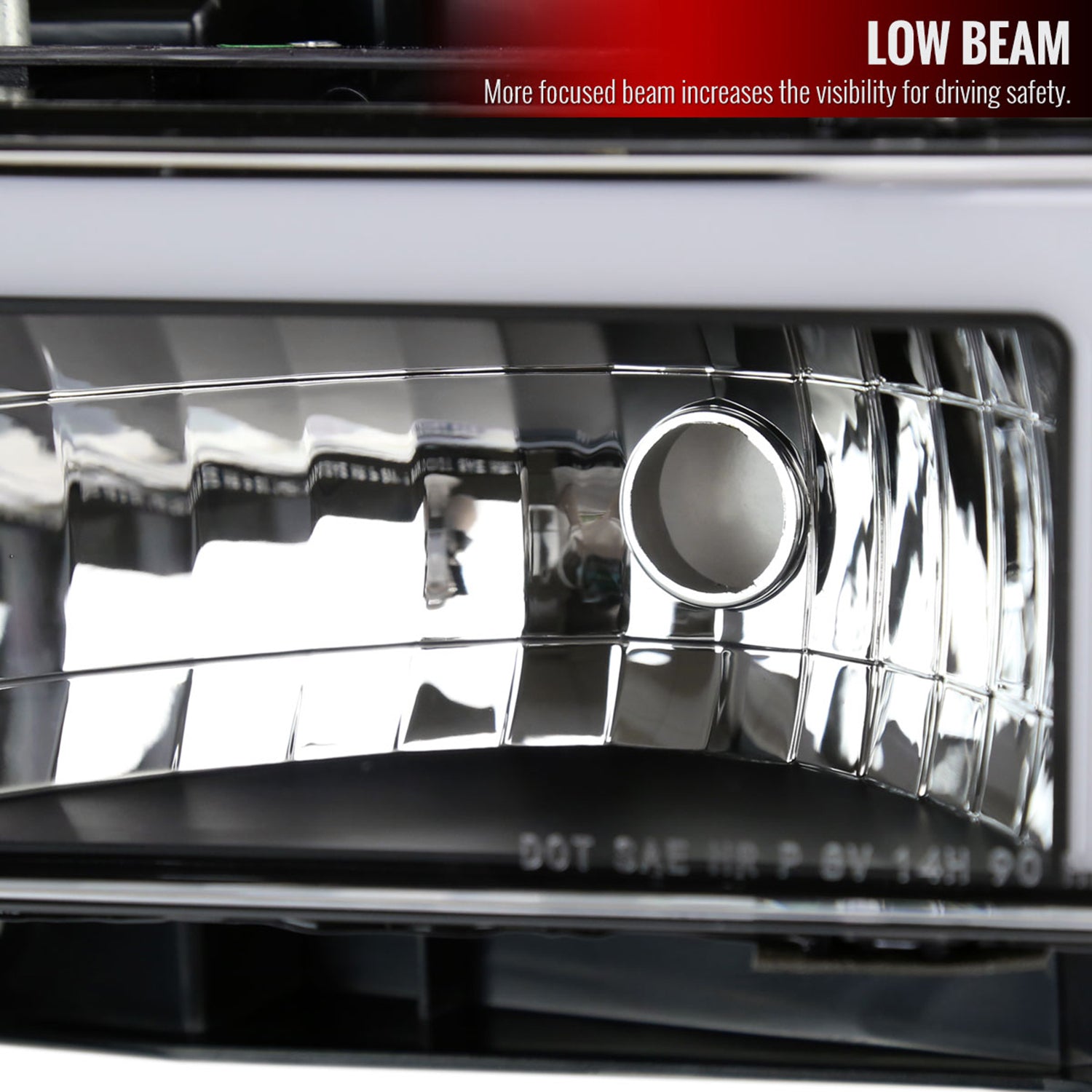 1988-1998 Chevy/GMC C10 C/K LED Strip Factory Headlights Matt Black/Clear