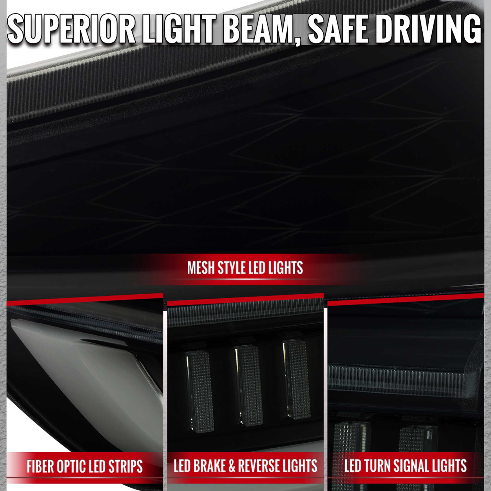 For Toyota Sienna 2015-2020 Full LED Tail Lights Sequential Signal Startup Black Housing Smoked Lens