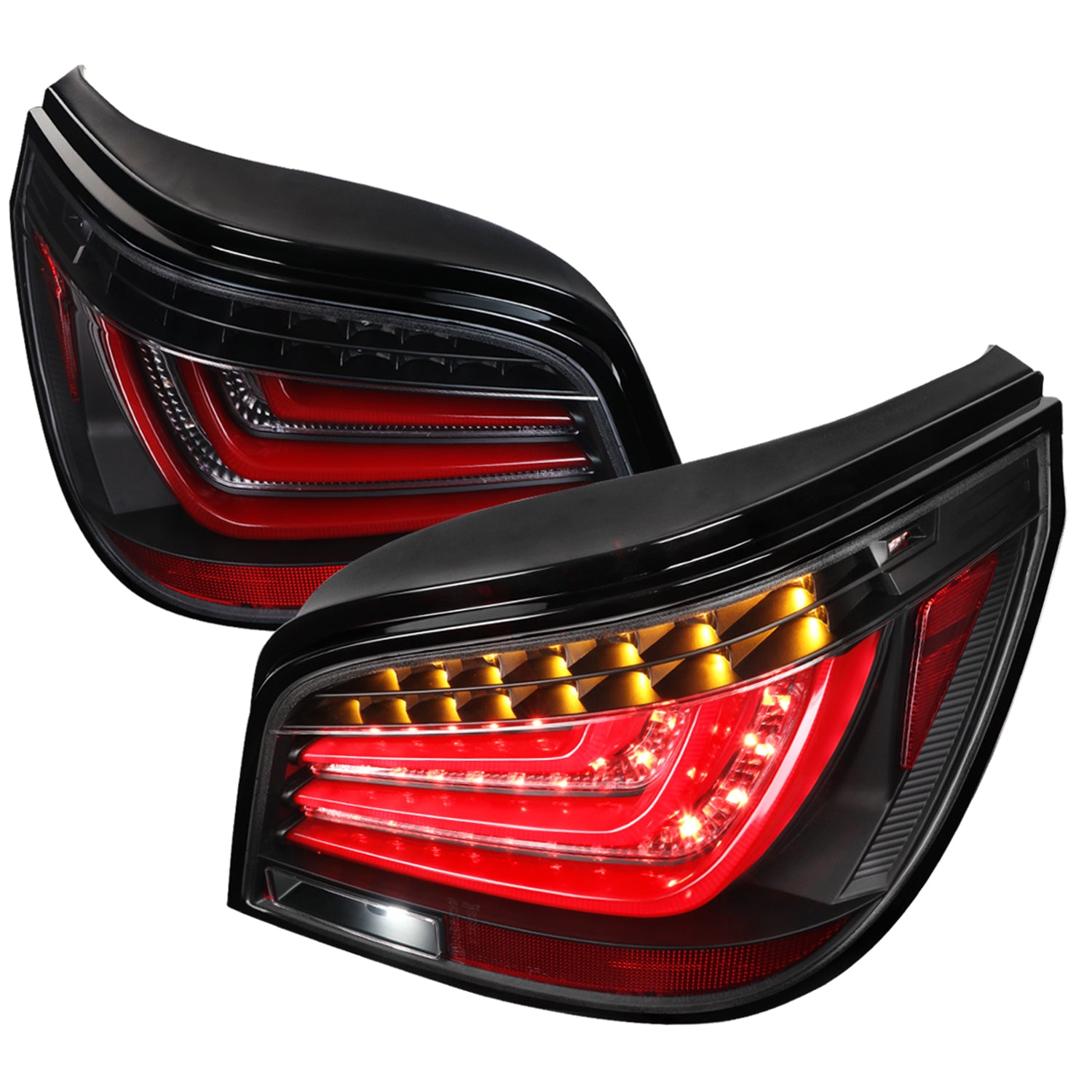 2004-2007 BMW E60 5 Series Sedan LED Tail Lights Black Housing/Clear Lens