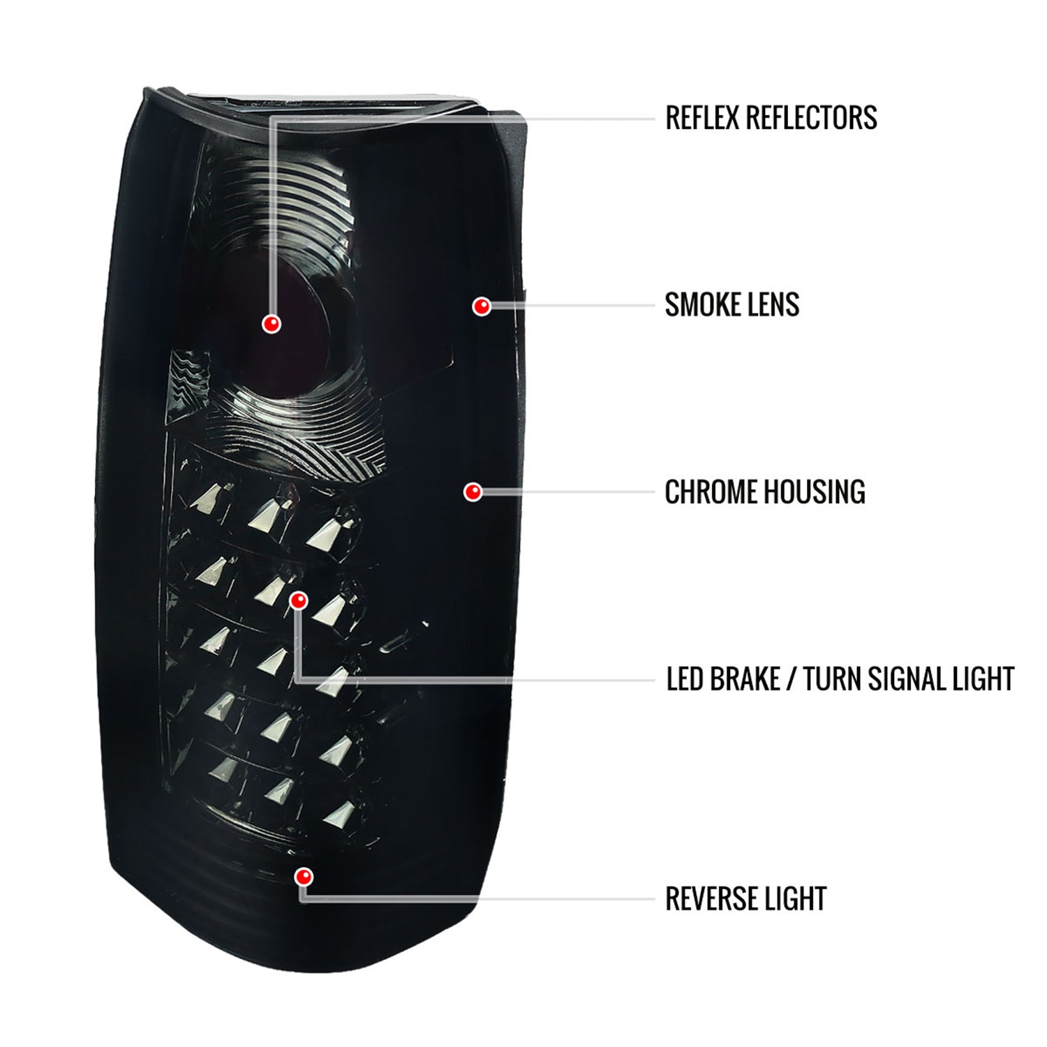 1988-2000 Chevy Silverado/Tahoe/Suburban/Sierra APC LED Tail Lights Smoke Lens