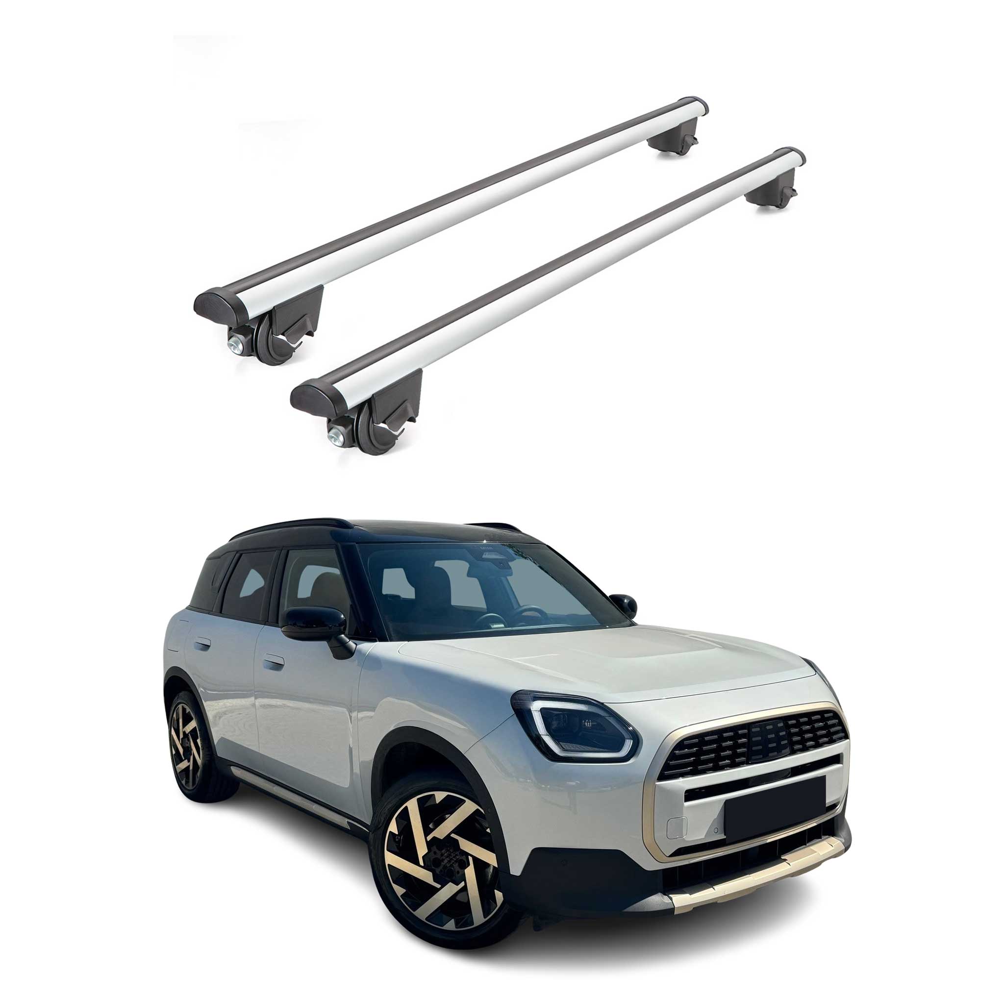 2024-2025 Mini Countryman Roof Rack Cross Bars Luggage 220 Lbs Gray 2 Pcs