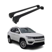 Roof Racks Cross Bars Luggage Carrier for Jeep Compass 2017-2025 Alu Black 2x