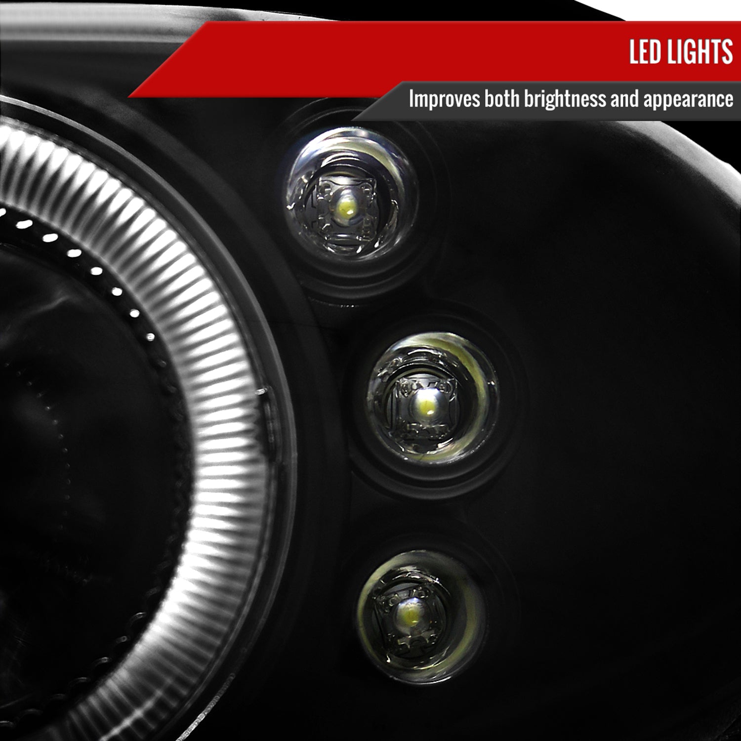 1998-2002 Chevy Camaro Dual Halo Projector Headlights Matte Black/Clear Lens
