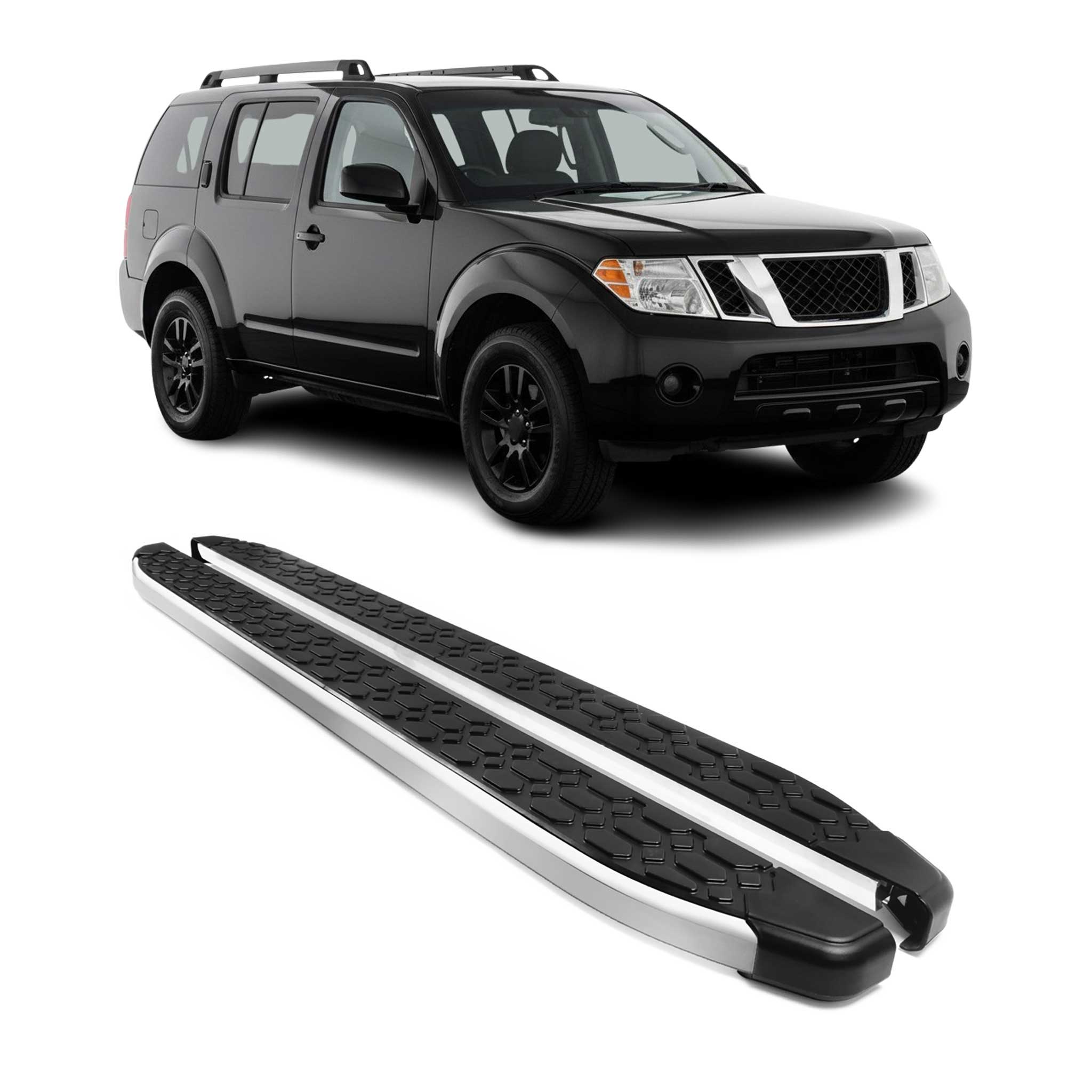 2005-2012 Nissan Pathfinder Running Boards Side Steps Silver & Black