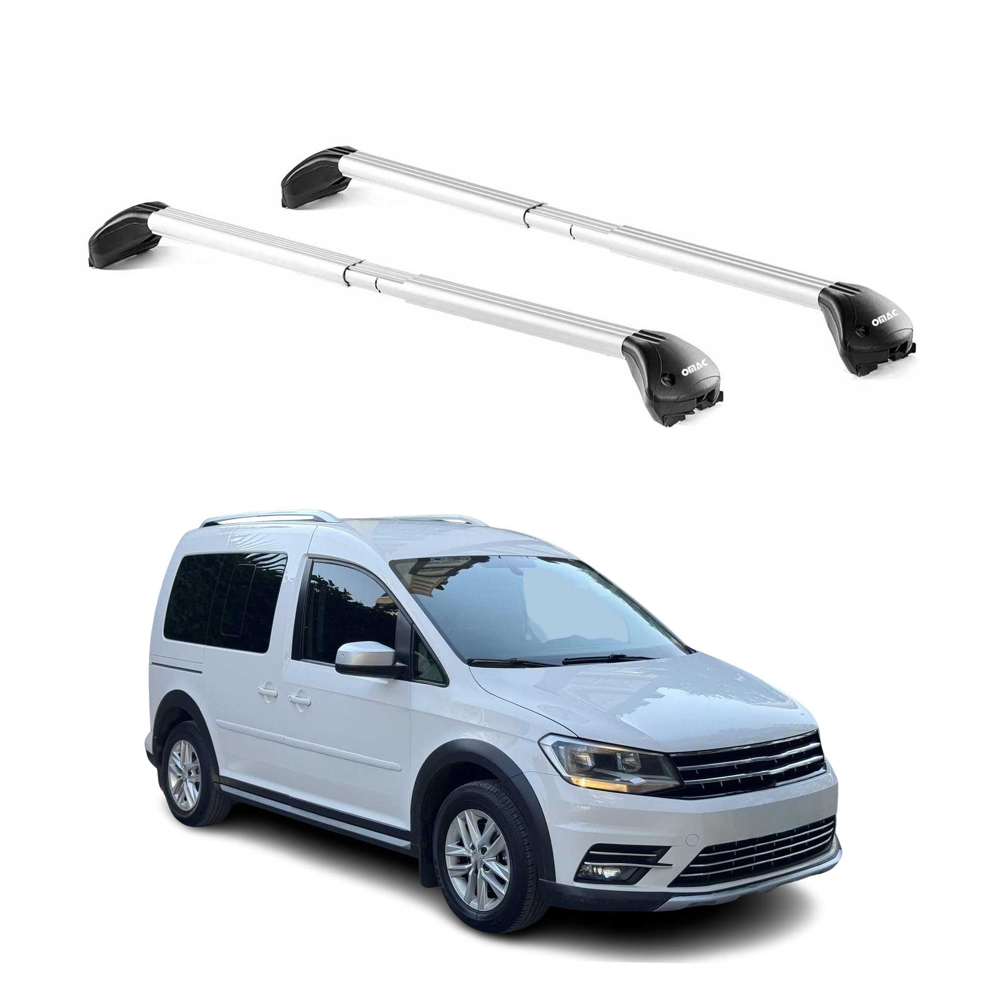 Roof Rack Cross Bars Luggage Carrier for VW Caddy 2015-2020 Alu Silver Grey 2Pcs