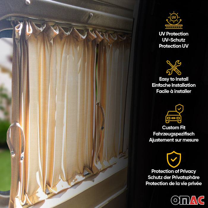 Side Window Curtain Sunshade for RAM ProMaster 2014-2024 L1 L2 SWB Beige 10x