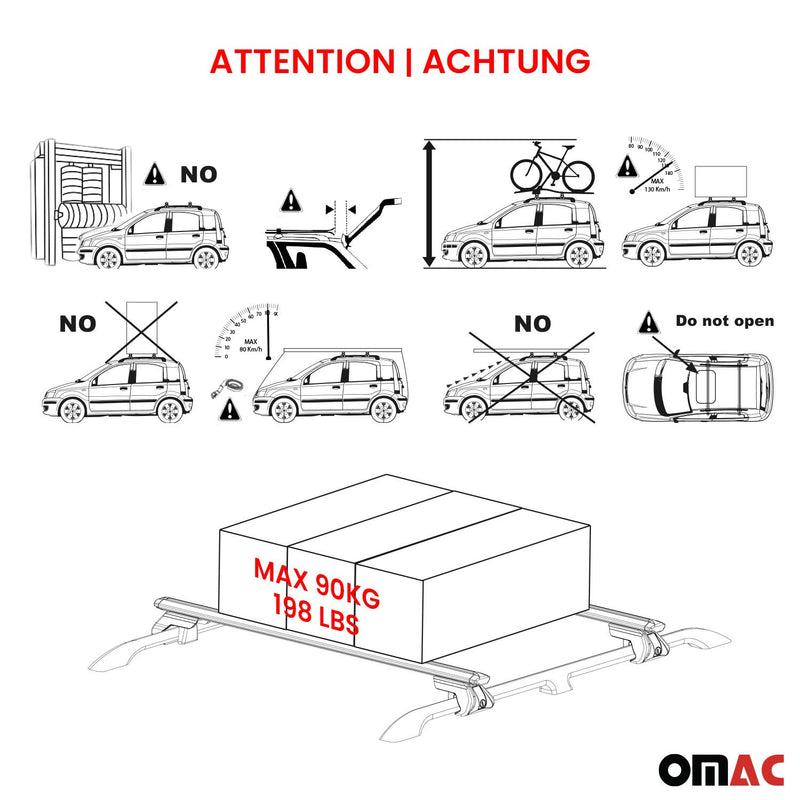 2013-2018 Toyota RAV4 Roof Rack Cross Bars Black