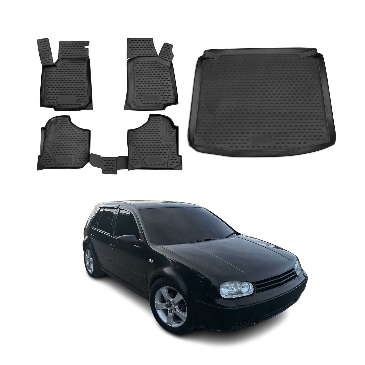 1998-2003 VW Golf Mk4 Floor Mats & Cargo Liner Full Set 3D All Weather Black
