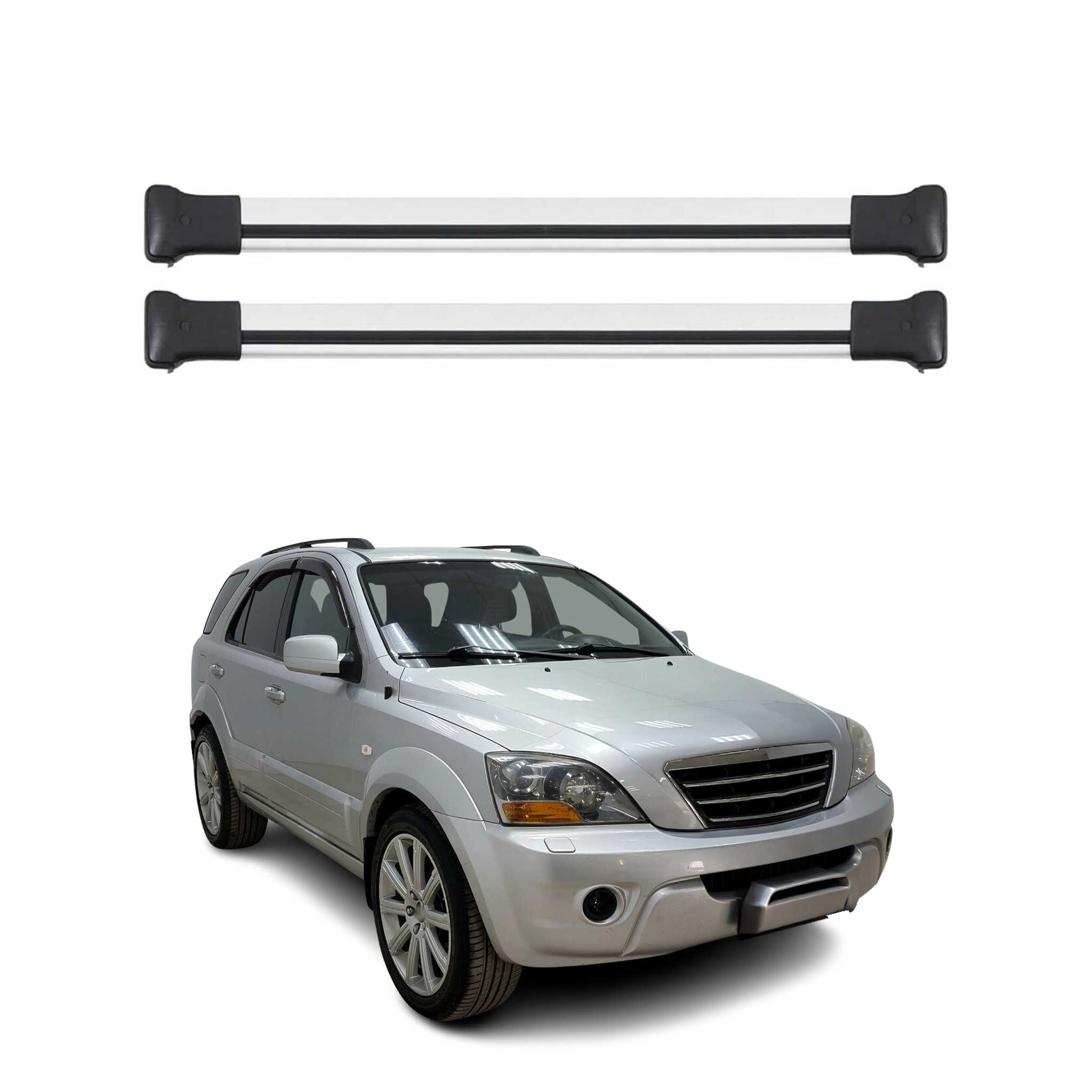 2003-2009 Kia Sorento Roof Rack Cross Bars Silver