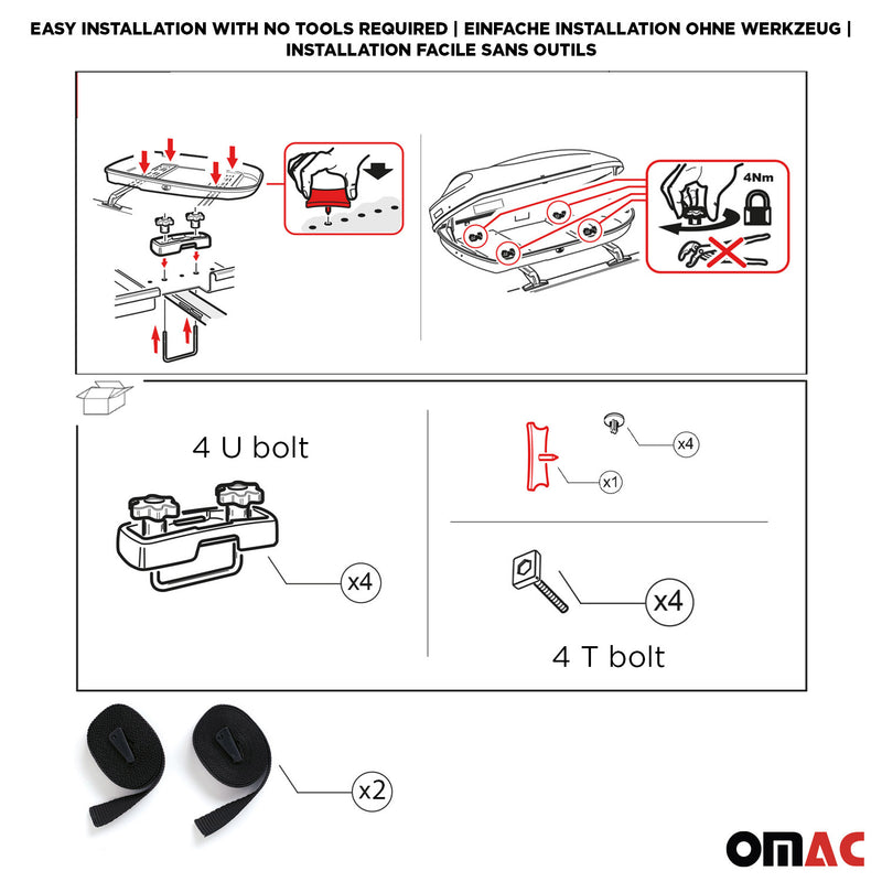 Roof Cargo Box 8 Cubic Feet Dual-Side Opening Black