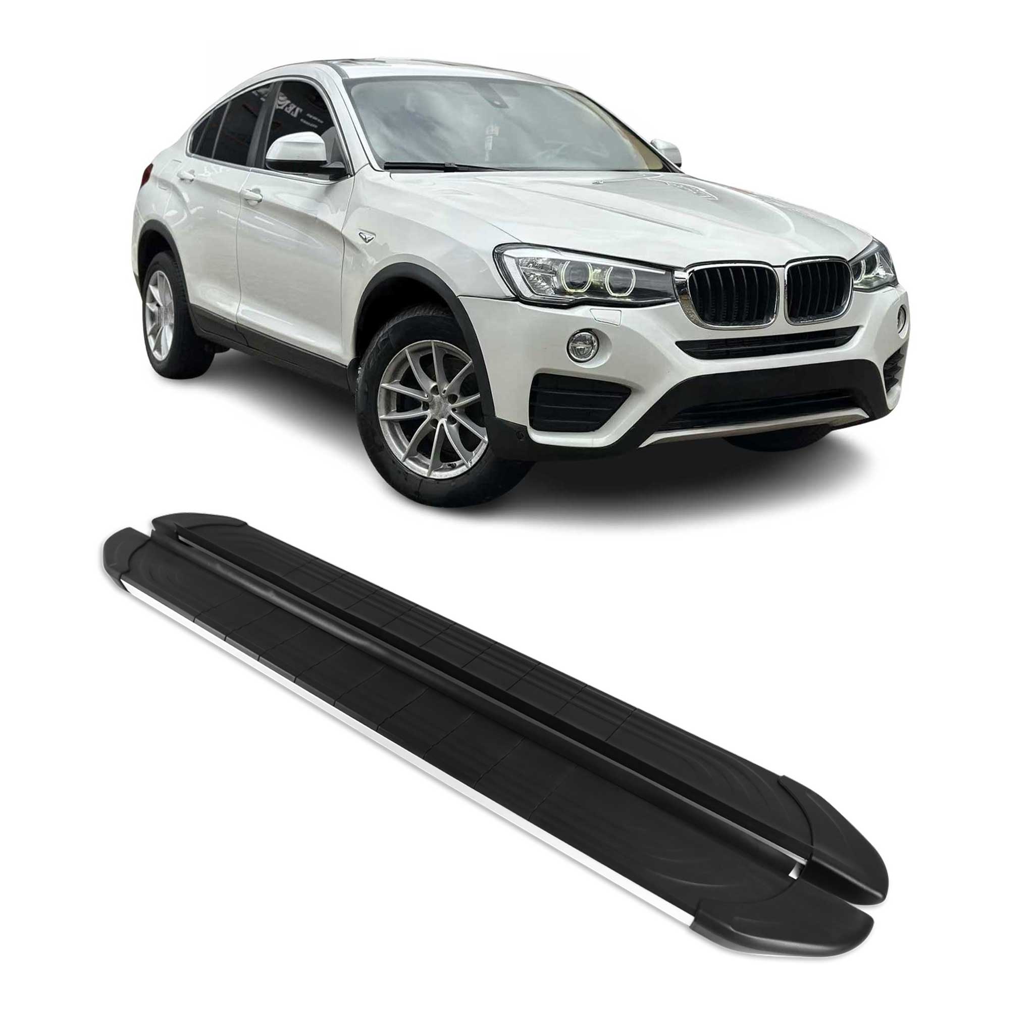 2015-2018 BMW X4 F26 Running Boards Side Steps Silver & Black