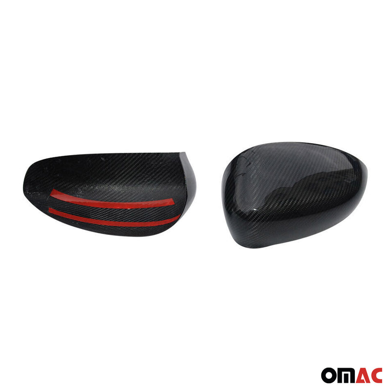 2012-2019 Fiat 500 500C Side Mirror Cover Caps Carbon Fiber Black 2 Pcs