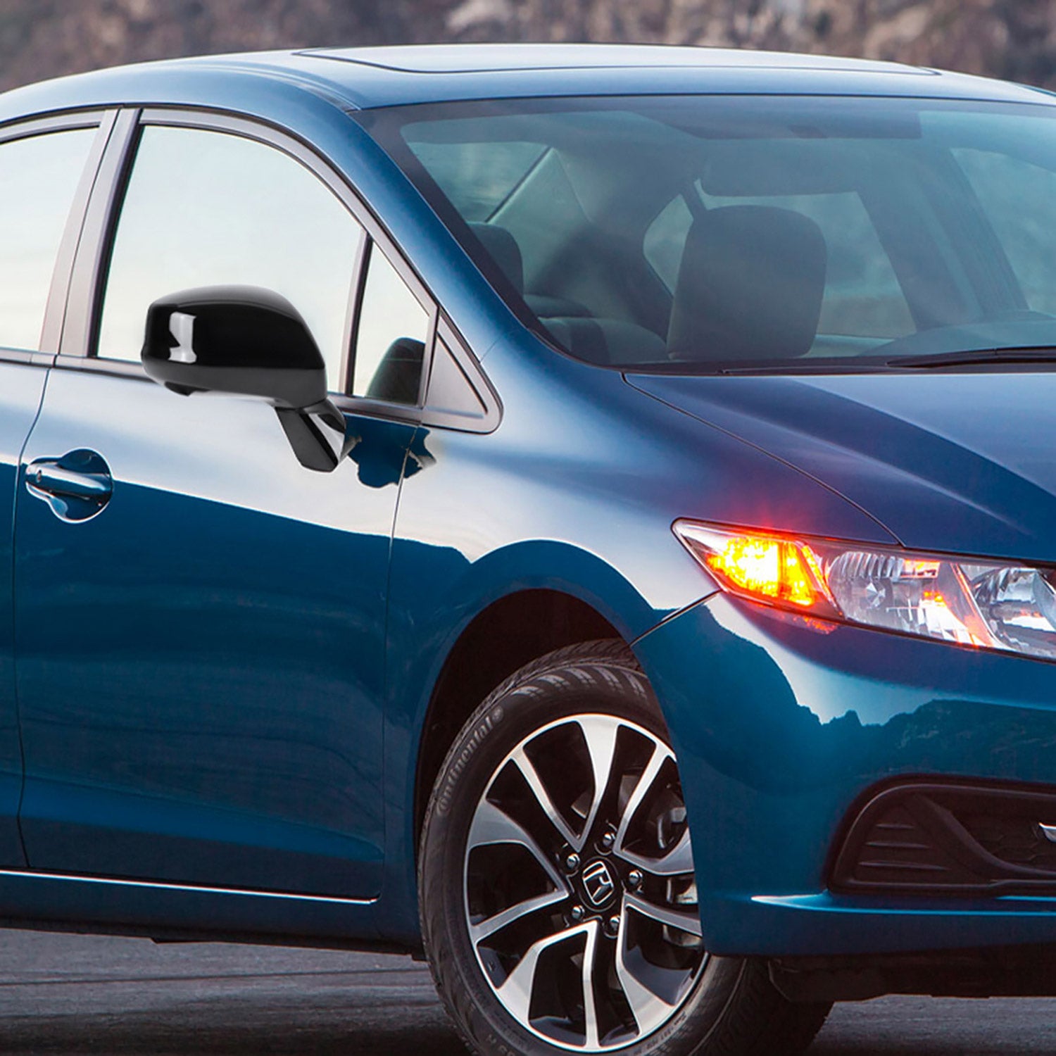 2012-2015 Honda Civic Glossy Black 3Pin Adjustable Side Mirror Passenger Side