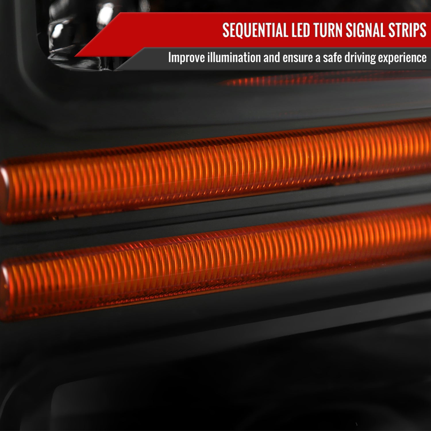 2008-2010 Ford F-250/350/450/550 Super Duty Headlights LED Signal Black