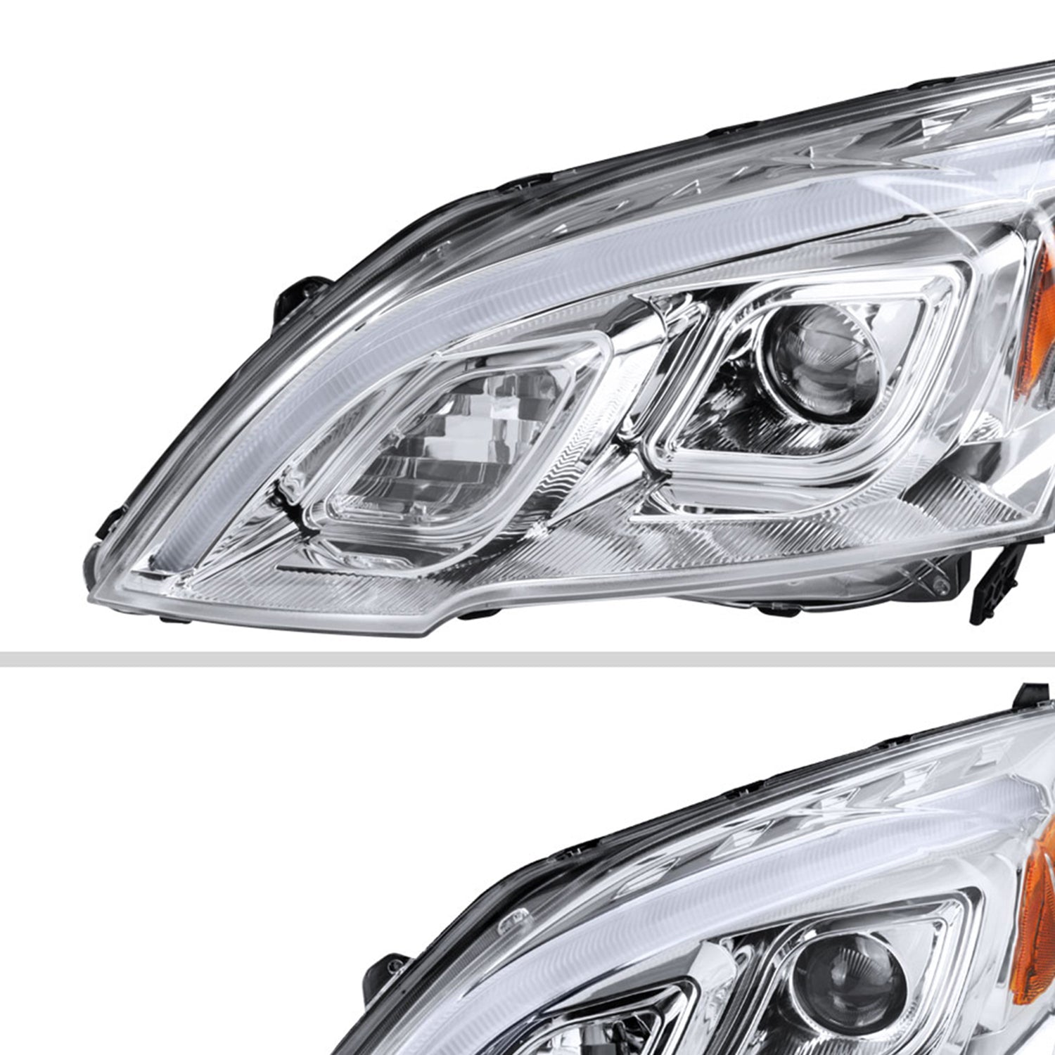 2007-2011 Honda CRV LED Bar Projector Headlights Chrome Housing/Clear Lens
