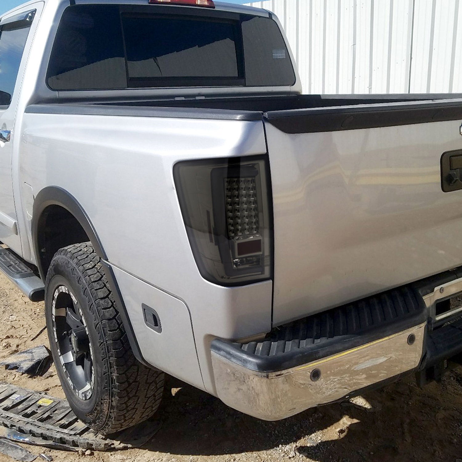 2004-2015 Nissan Titan LED Tail Lights with White LED Tube Chrome/Smoke Lens