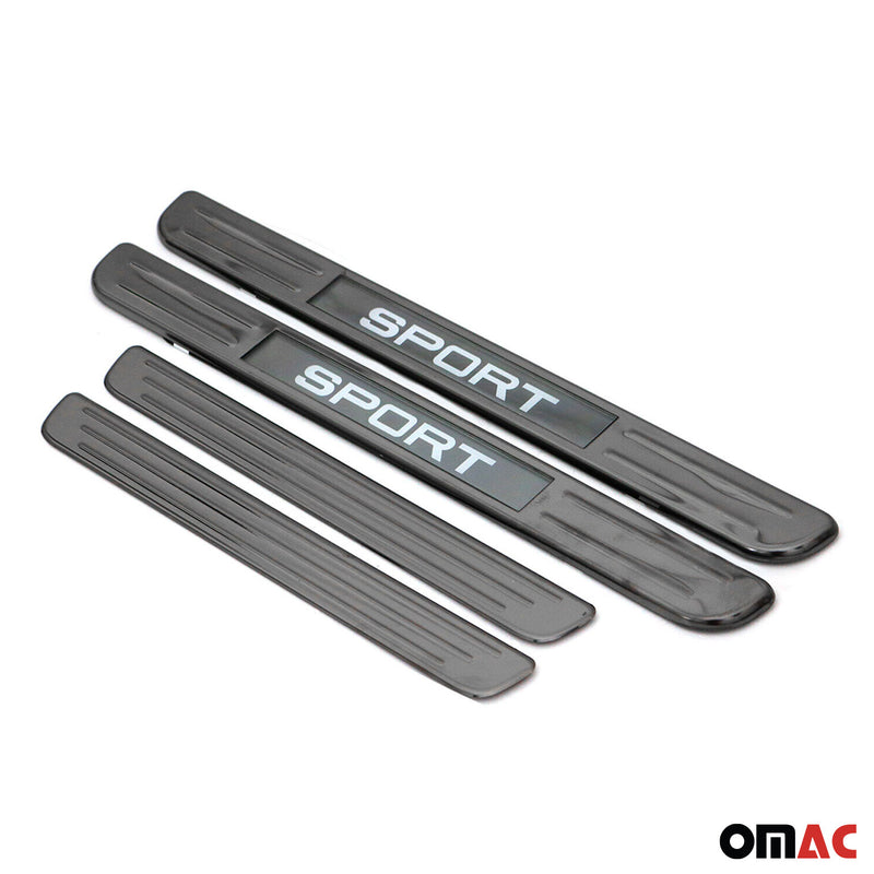 Mini Door Sill Scuff Plate Illuminated Sport Steel Dark 4 Pcs