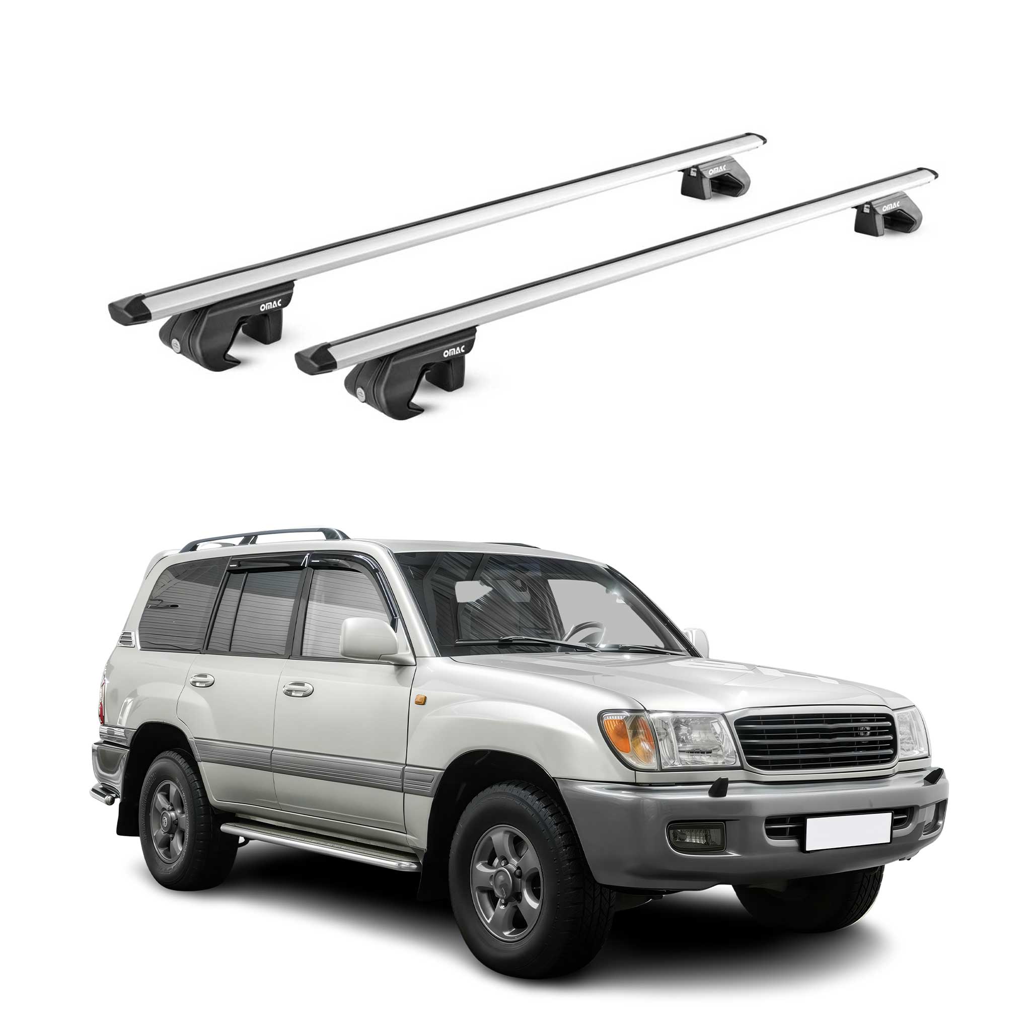 1998-2007 Toyota Land Cruiser Roof Rack Cross Bars Silver