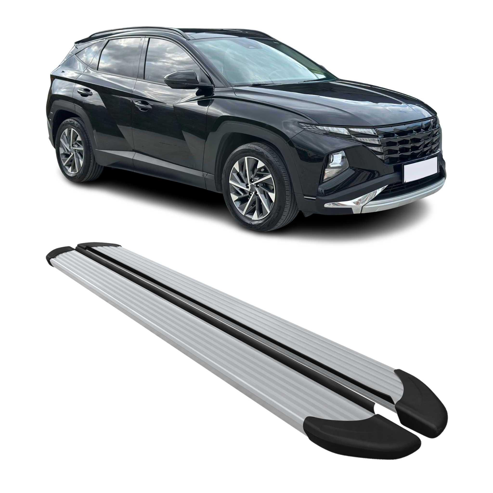 2022-2026 Hyundai Tucson Running Boards Side Step Nerf Bars Silver 2Pcs