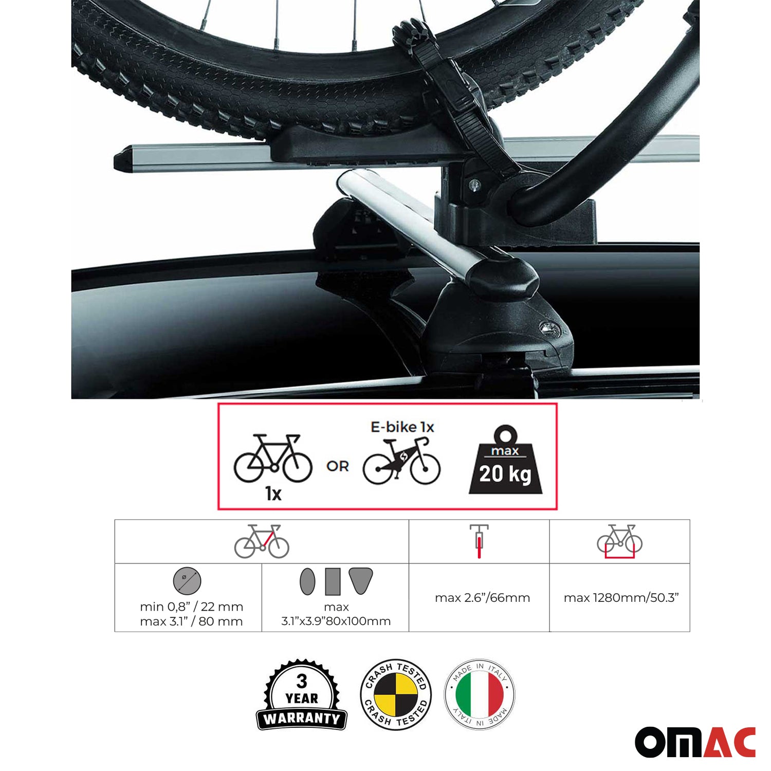 Car Rooftop Mount Bike Rack Carrier Bicycle Universal Lockable Silver 2Pcs