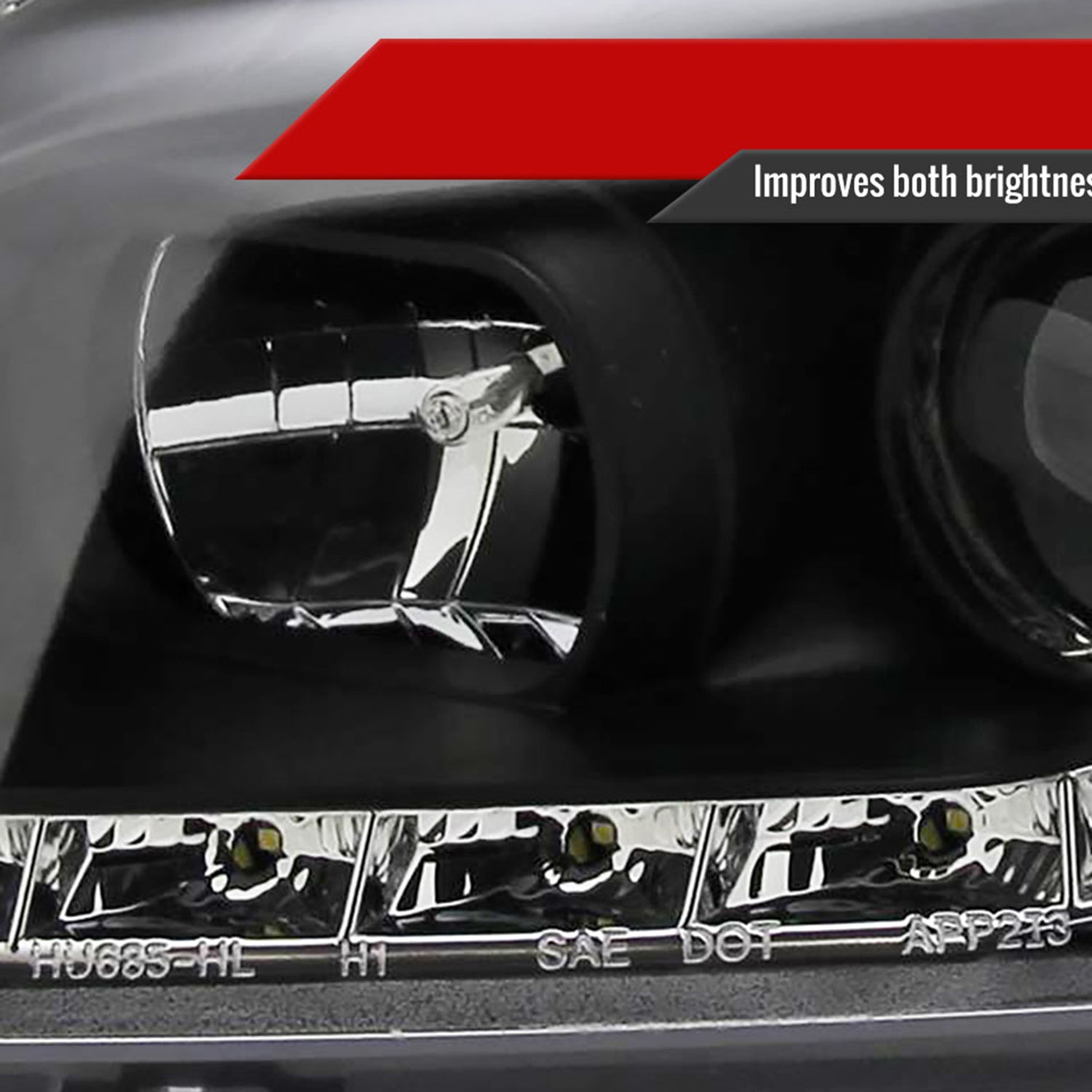 1996-1998 Honda Civic Projector Headlights R8 LED Light Strip Matt Black