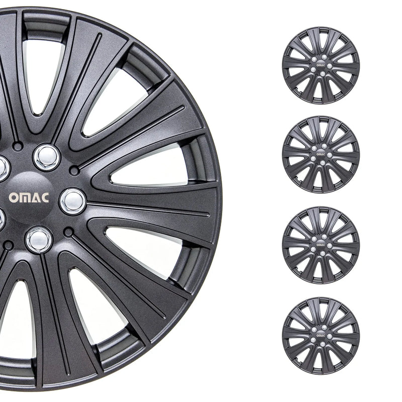 Pisa Hub Caps Wheel Cover 15" Gun Metal Grey Full Set 4 pcs.