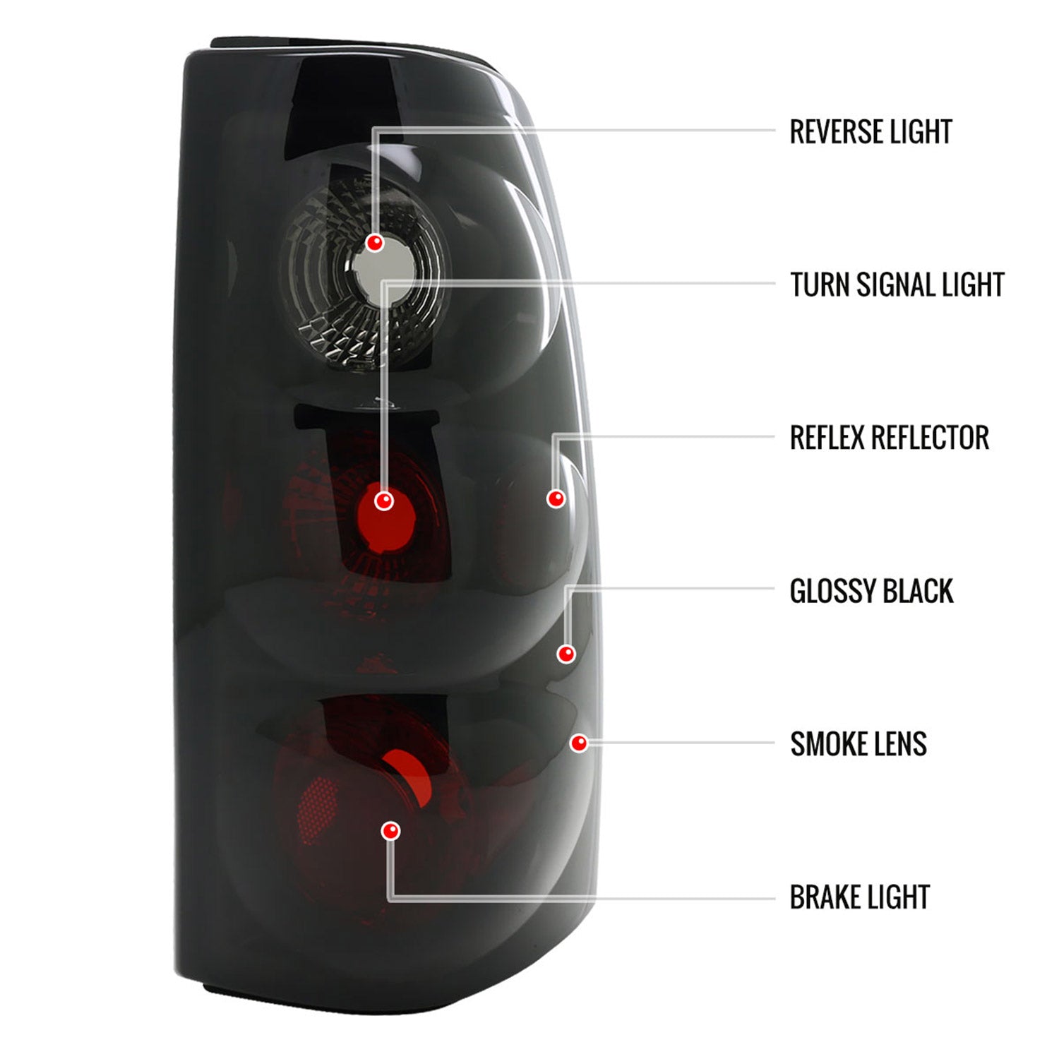 1999-2002 Chevy Silverado/ 1999-2006 GMC Sierra Tail Lights Glossy Black/Smoke