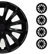 Bicolo Hub Caps Wheel Cover 16" Black Matt & Black Full Set 4 pcs.