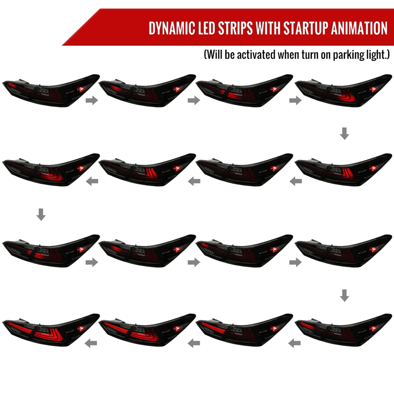 2018-2022 Toyota Camry LED Tail Lights Signal Lamps Glossy Black/Smoke