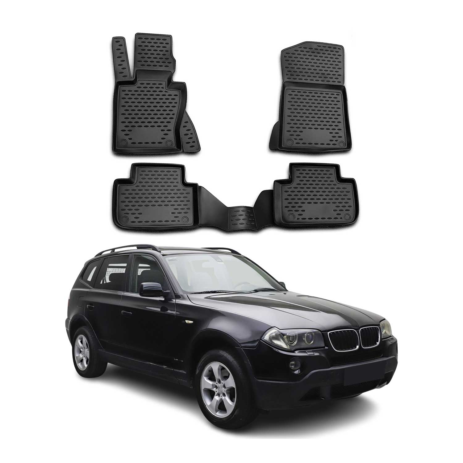 2004-2010 BMW X3 E83 Floor Mats Liners Full Set All Weather Black