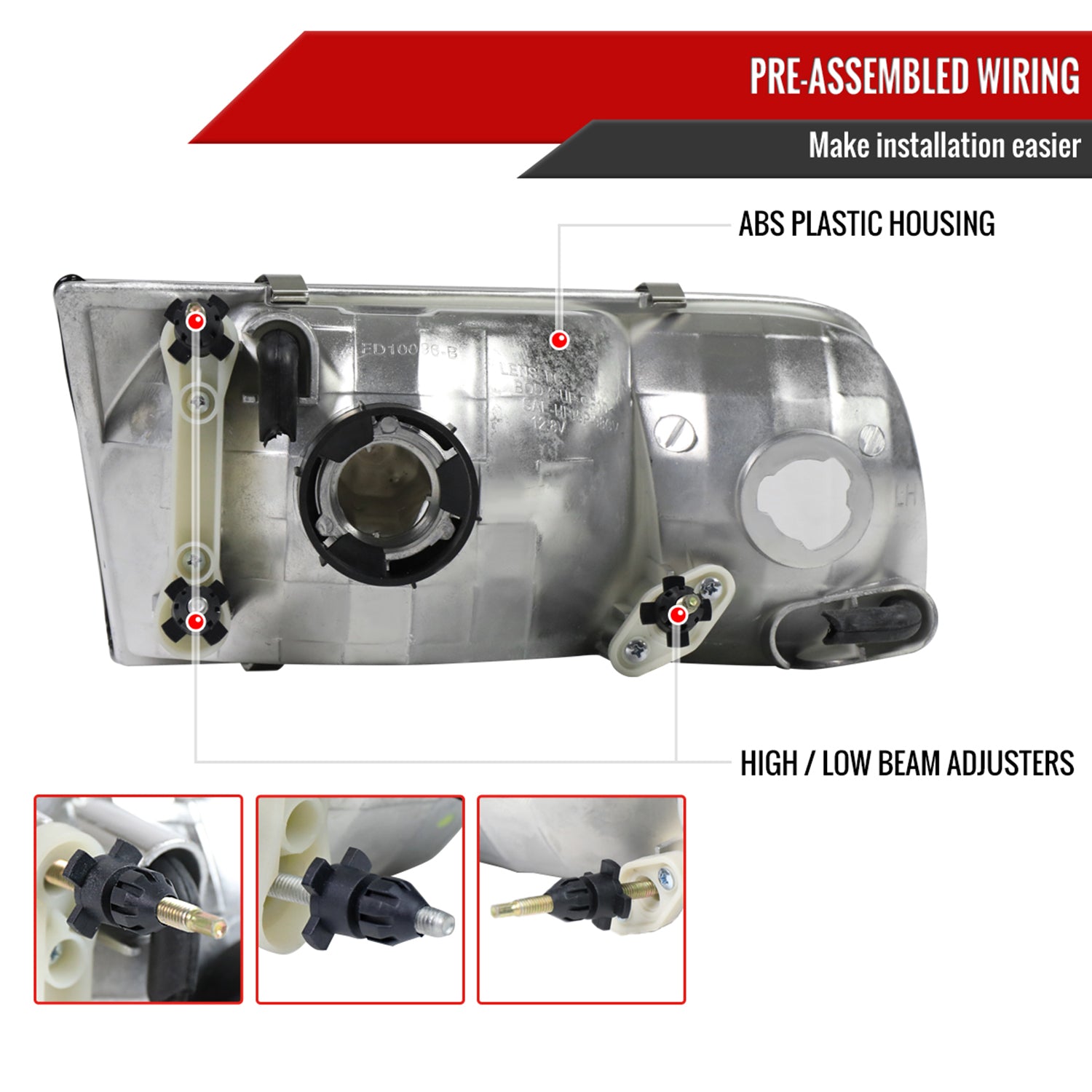 1998-2011 Ford Crown Victoria Factory Style Headlights Chrome/Clear Lens